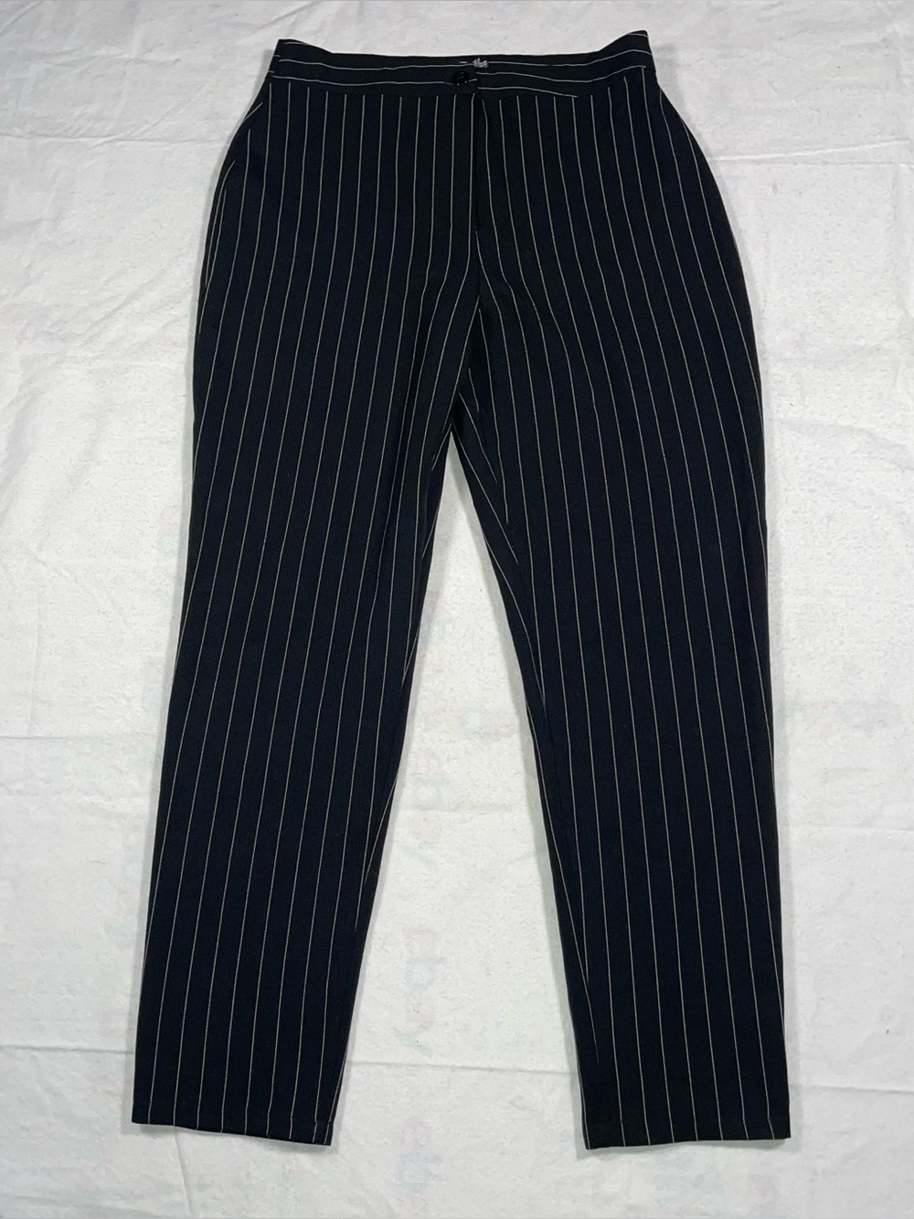 Boohoo Tall 8 Black Pinstripe Trouser Pants With Pockets Workwear